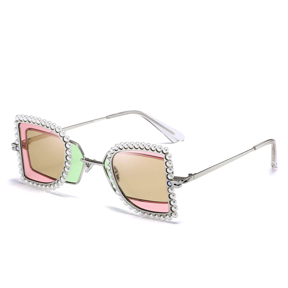 CJ9087 New arrival metal frame with pearls colored lens luxury womens mens sunglasses 2019