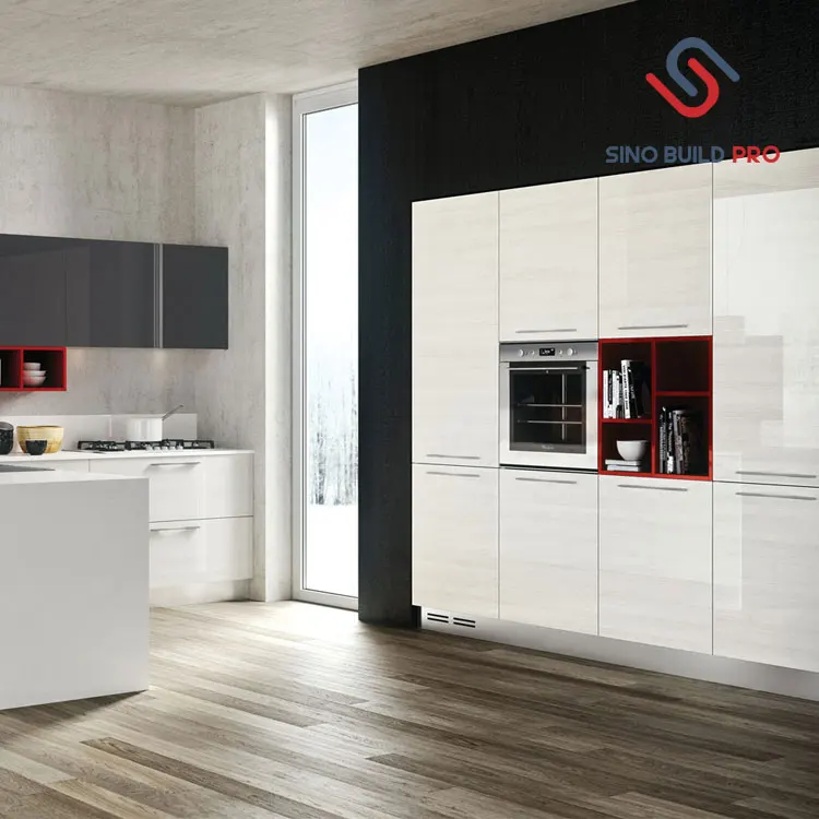 Современный глянцевый кухонный шкаф, современный белый лаковый кухонный шкаф, доступный современный кухонный шкаф, простой дизайн