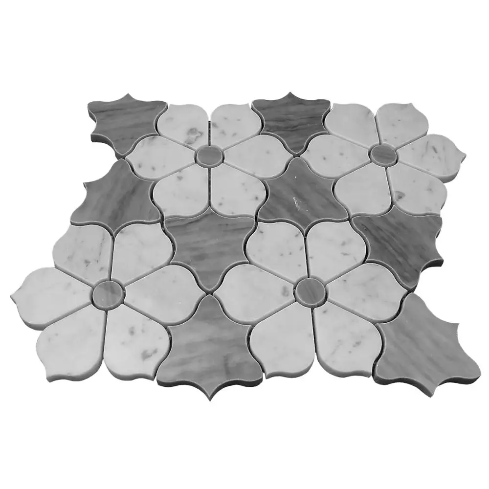 Красочный красивый камень Carrara Мраморная Мозаика елочка синий