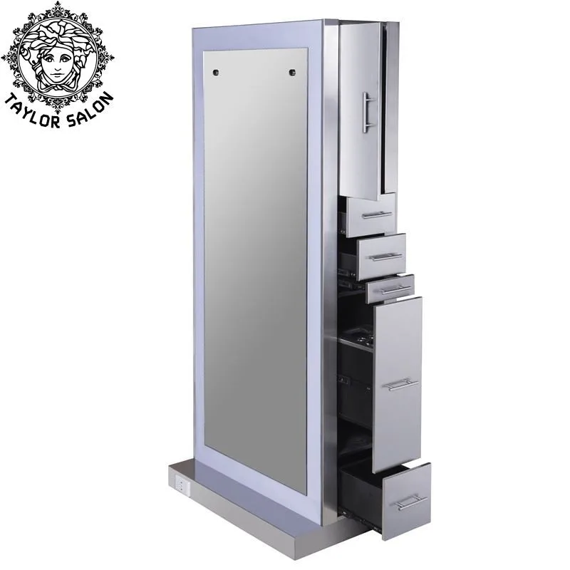 Светодиодная зеркальная станция из нержавеющей стали для салона, Стайлинг салона, зеркальная станция с несколькими хранилищами