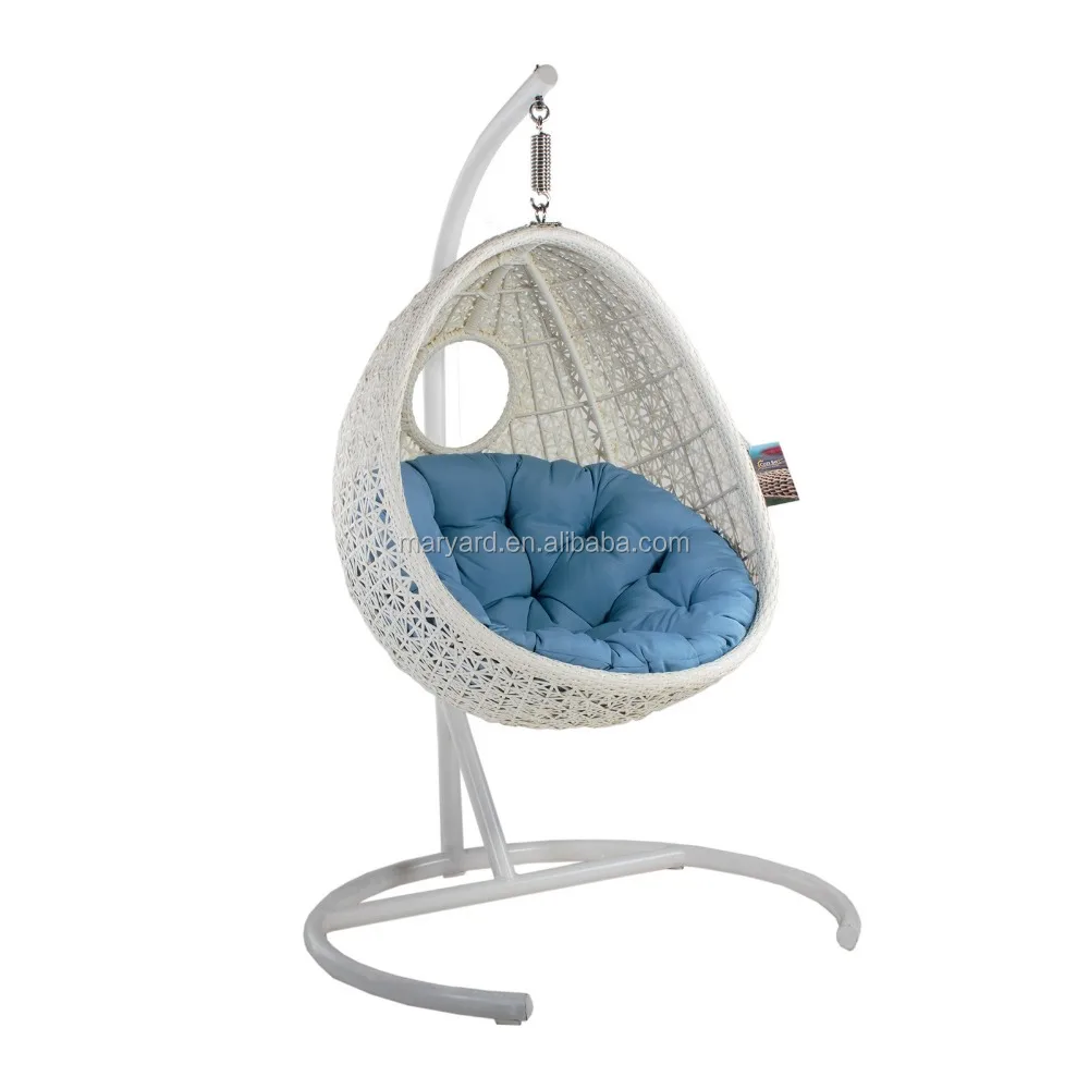 Плетеное подвесное кресло-качели из ротанга для внутреннего дворика и улицы с металлической подставкой