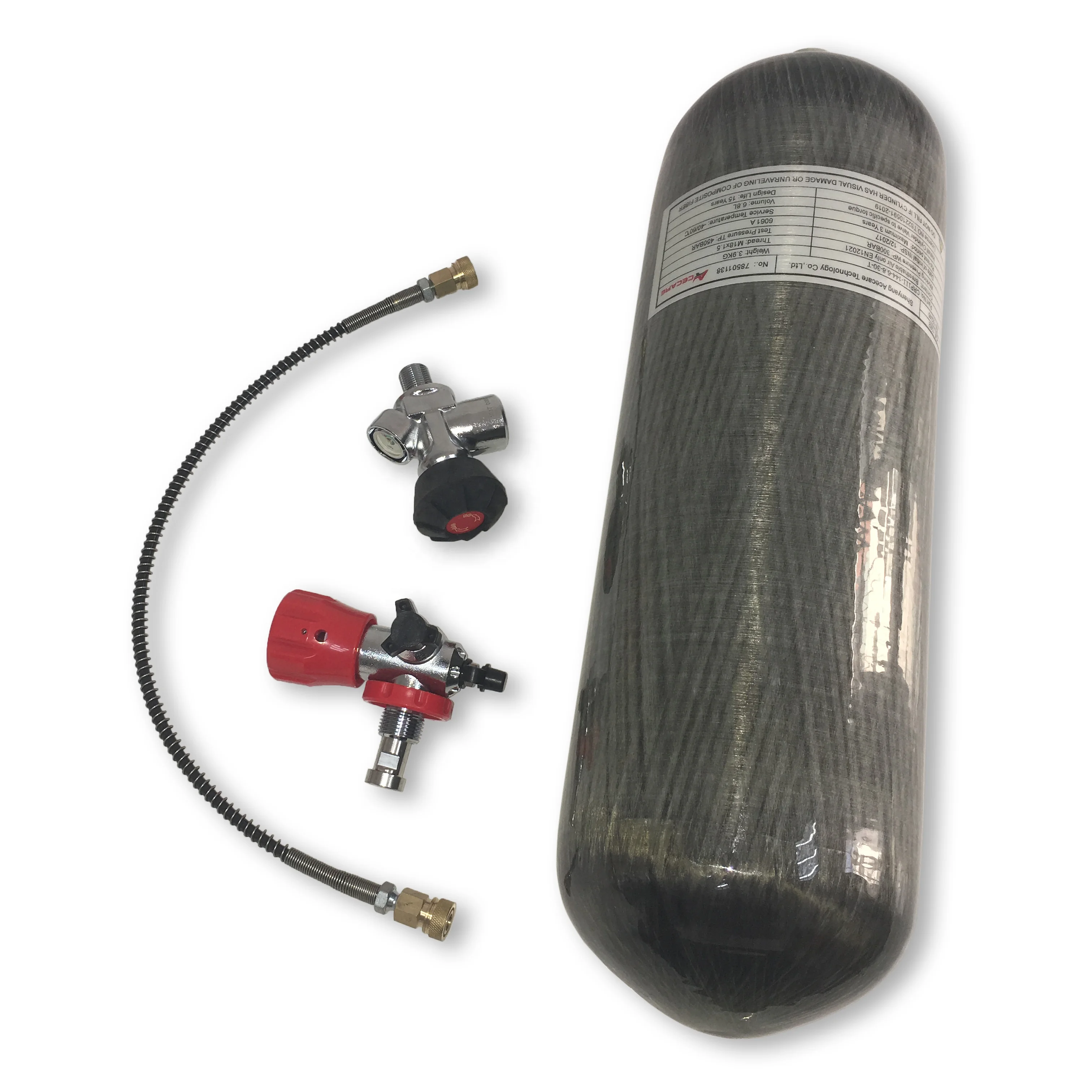 
30Mpa 6.8L CE carbon fiber air tank with valve and filling station for paintball pcp air gun 
