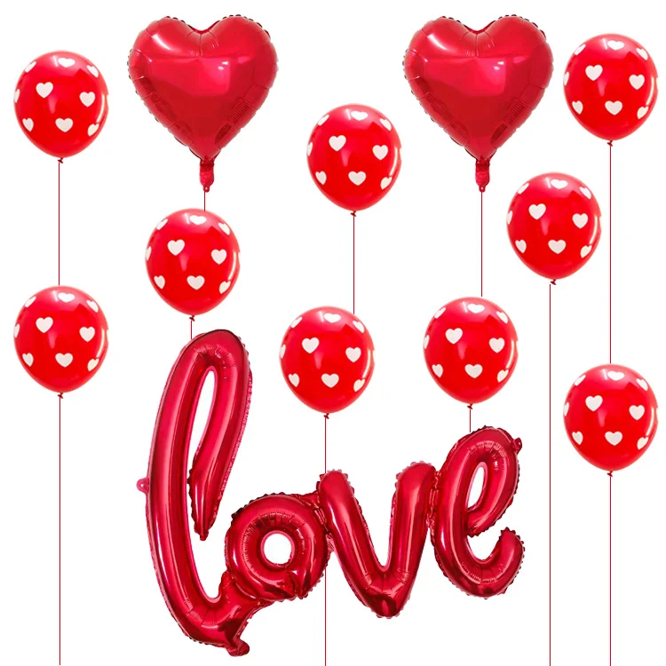Свадебных мероприятий и вечеринок Красный подключен любовное письмо шарик из фольги в форме 12 дюймов принт Топ белого цвета с сердечками и воздушных шаров из латекса