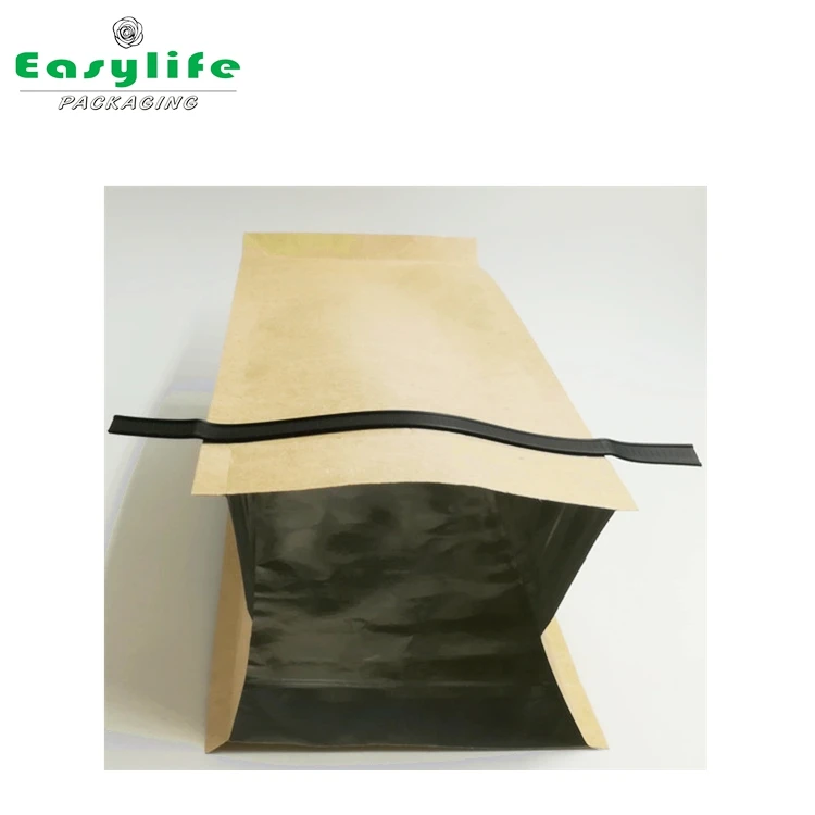 custom design printed foil lined food package with tin tie/coffee bean kraft paper food pouch