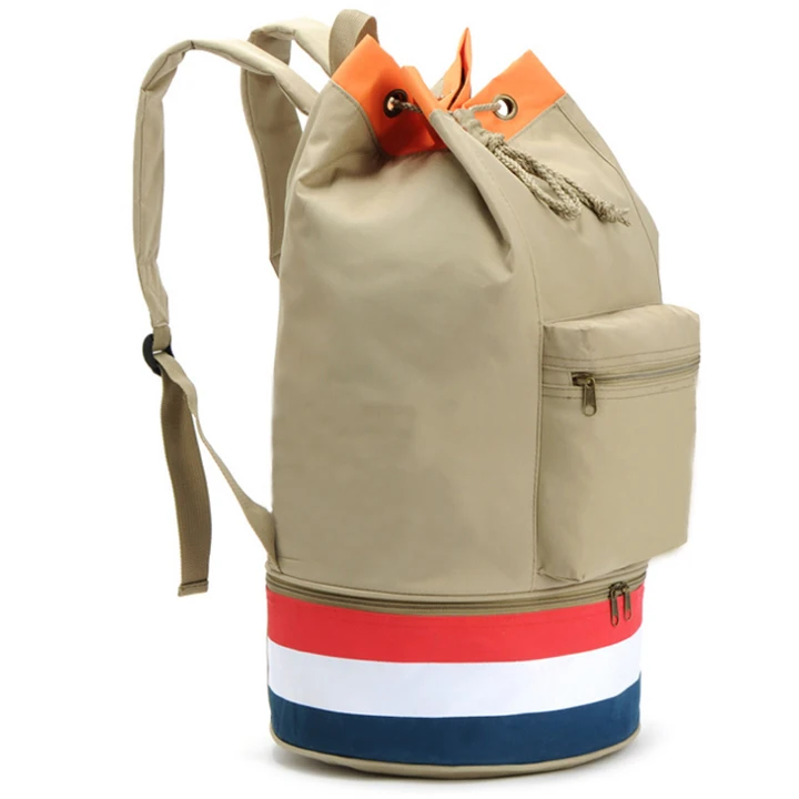 Round Sling Polyester Sports Bag With Shoe Compartment Round Shaped Large Capacity Drawstring Backpack Sling Bag Backpack