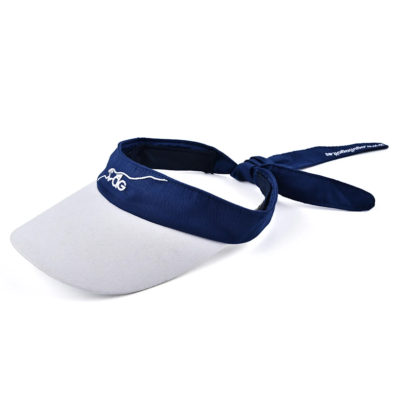 Sun protection adjustable sunshade summer sports embroidery cotton lighted cotton visor cap hat with bow tie