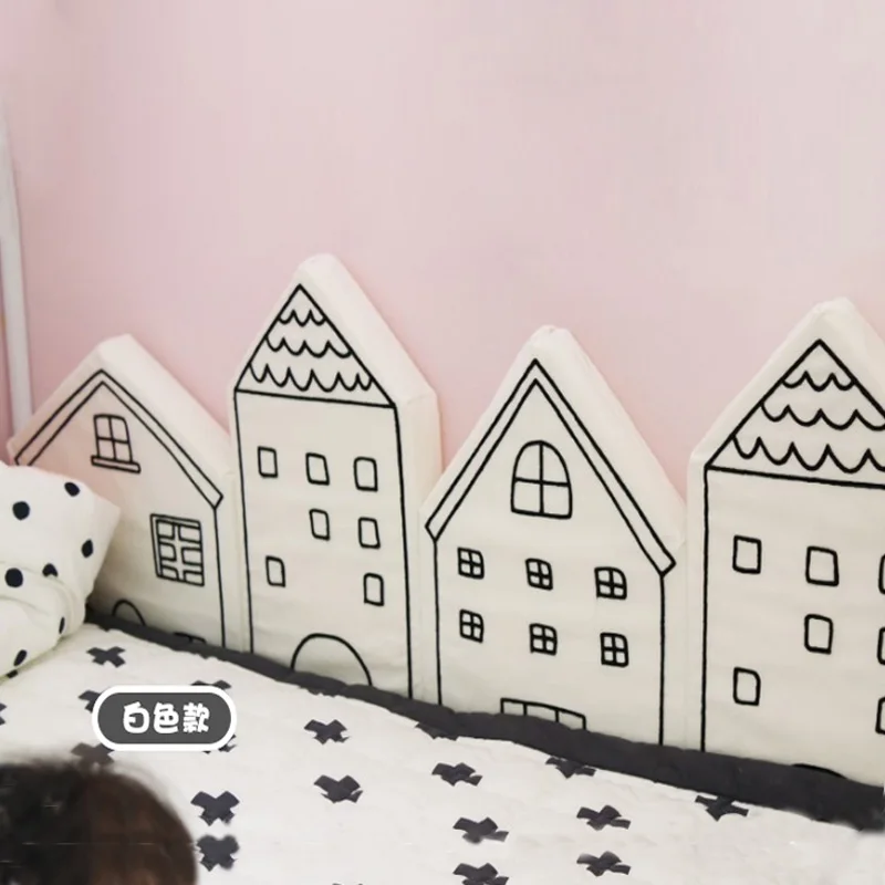 4pcs Baby Bed Bumper Little House Pattern Crib Protection Infant Cot Newborn Bedding Cute Kid Bed Fence Cotton Combination House