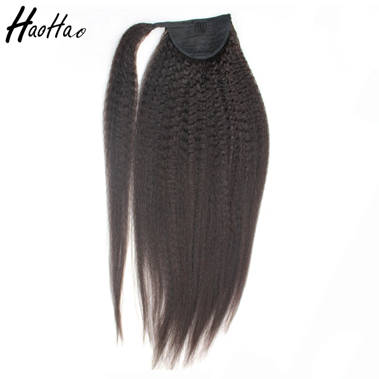 Large Stock Wholesale No Tangle No Shedding Kinky Straight Human Hair Ponytail