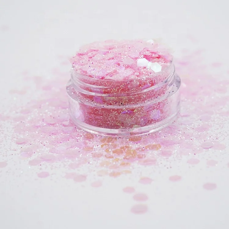 Wholesale Non-toxic Polyester Bulk Craft Pink Chunky Glitter