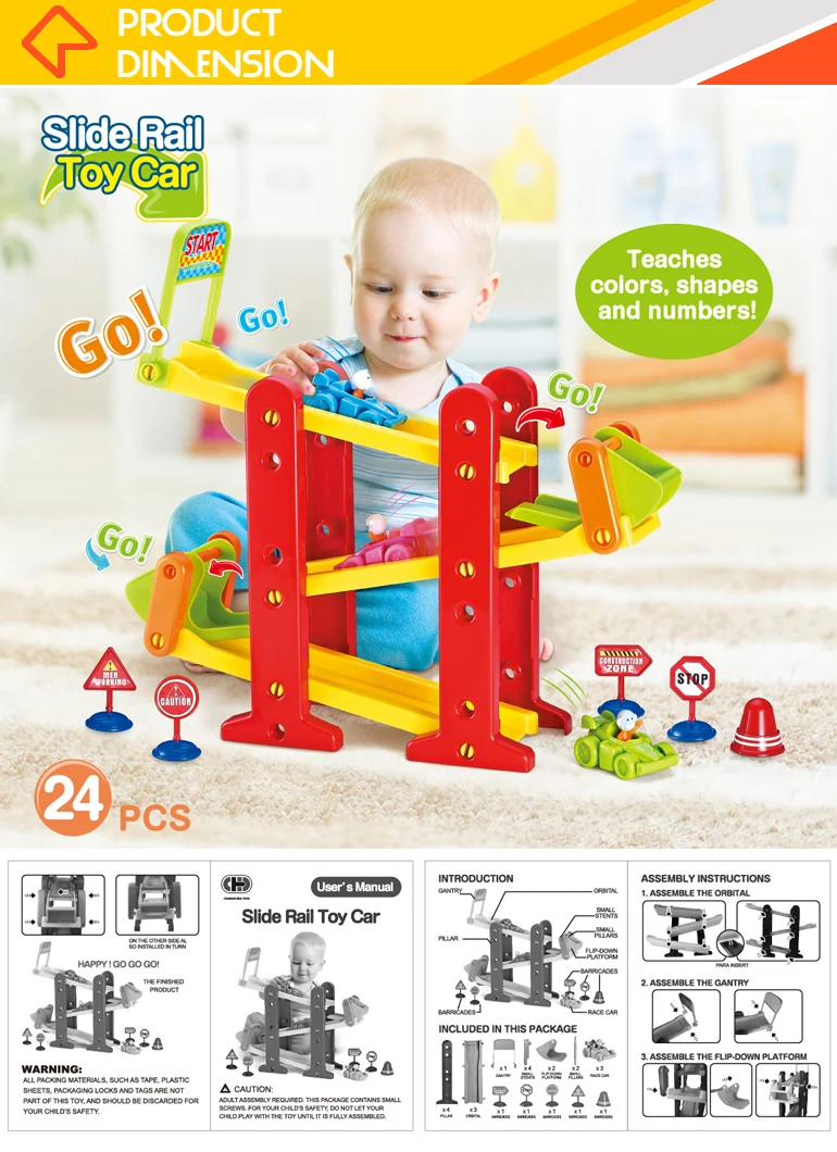 24 pcs assembled kids toy cars race track with animal track car