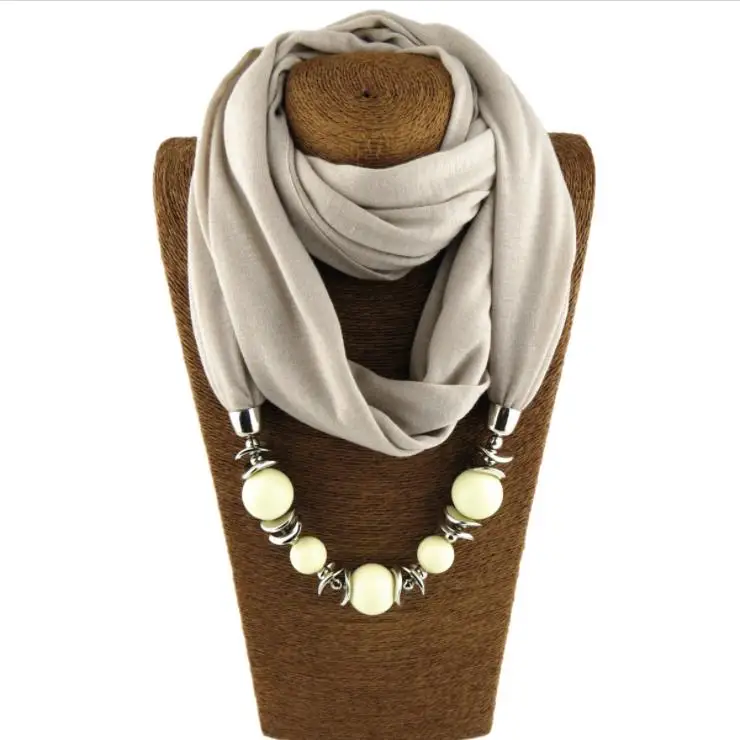 beads scarf pendant necklace jewelry with beads decoration necklace/ beaded scarf necklace wholesale
