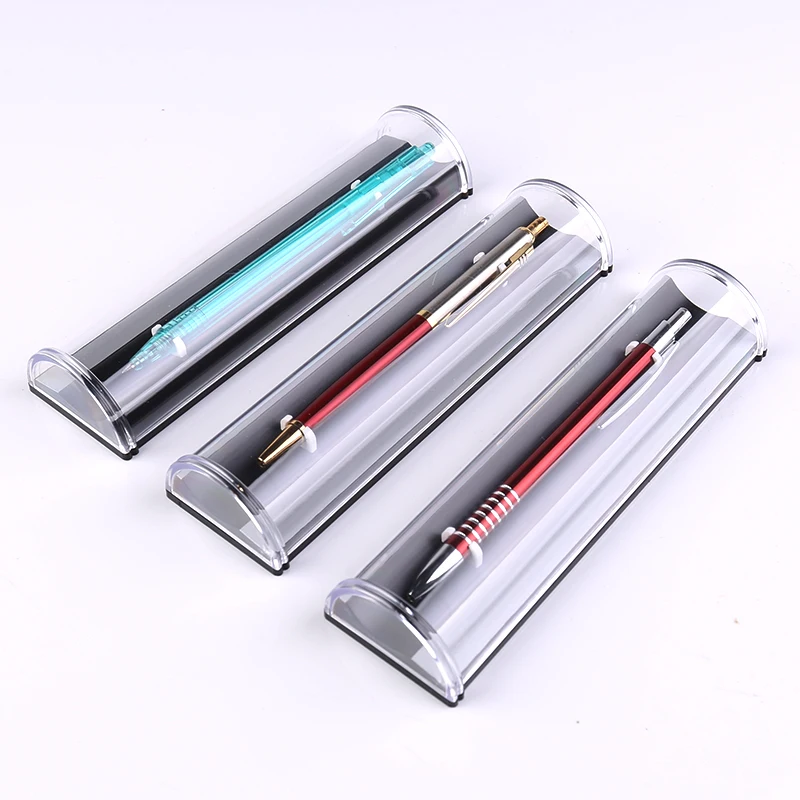 Transparent Semicircular plastic pen box luxury Half cylinder Single empty  Customized promotional pen gift case NO.0909
