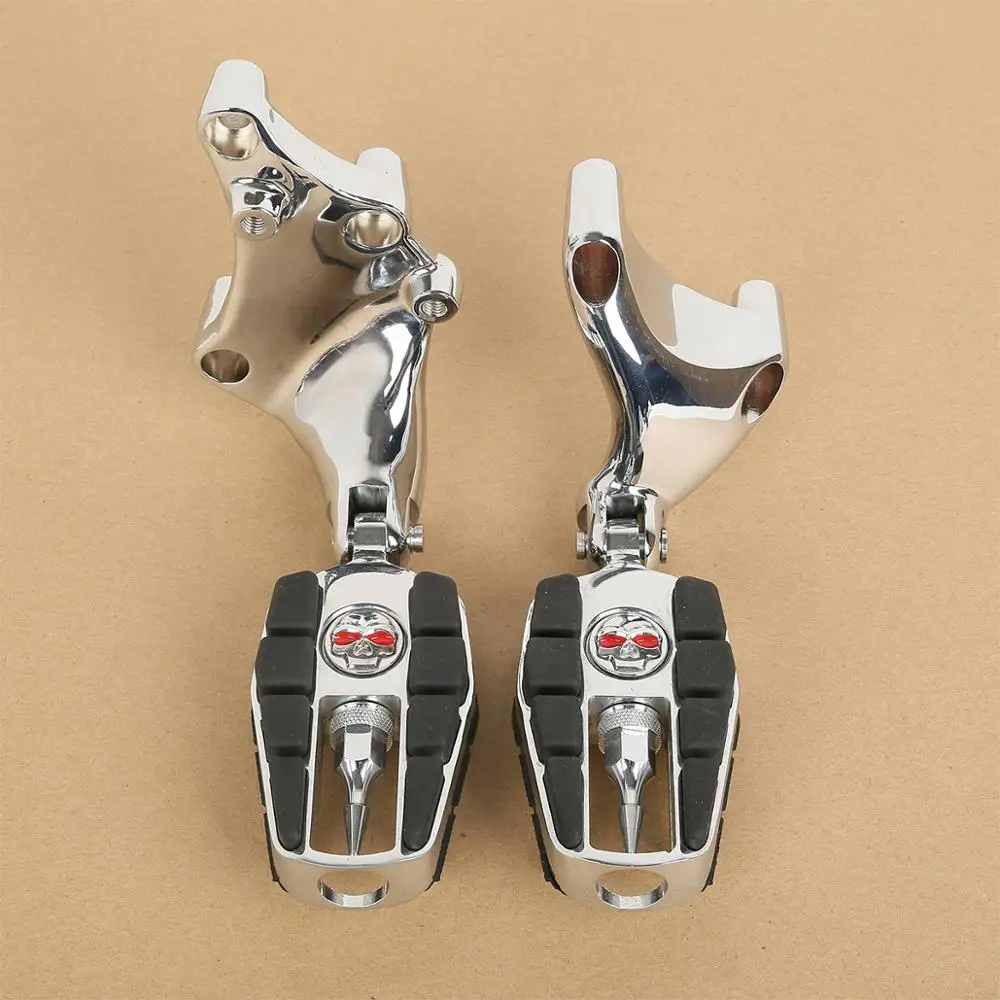 XF2103108-E  Skull Chrome Foot Pegs & Brackets For Harley Sportster XL883 XL1200 Iron 14-16