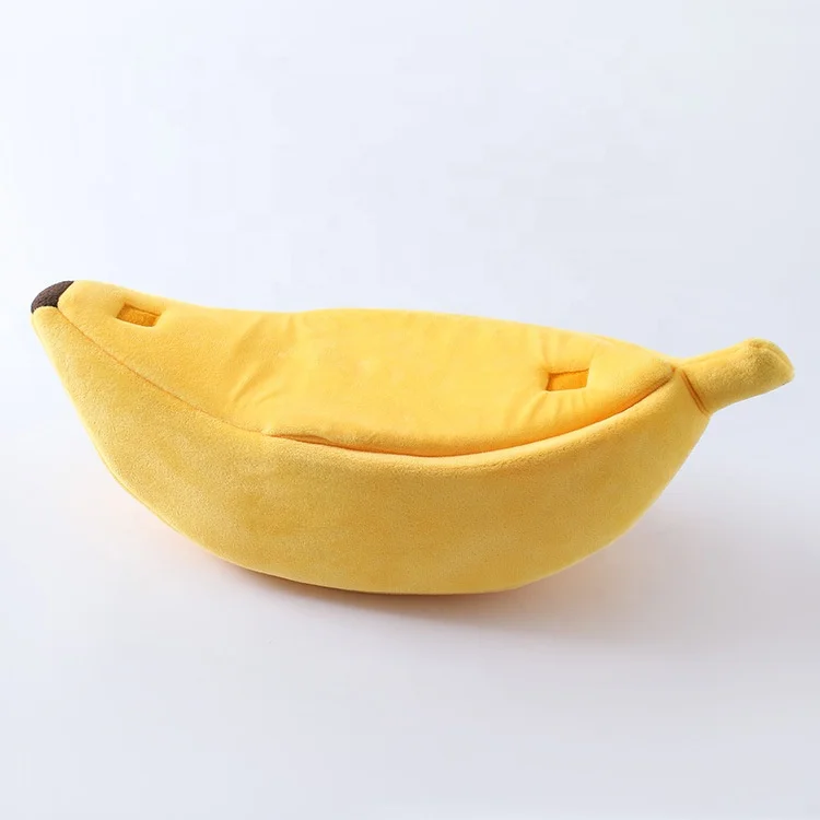 2023 washable lovely style puppy bed popular quality soft closed banana shape pet dog cat nest bed for small animals