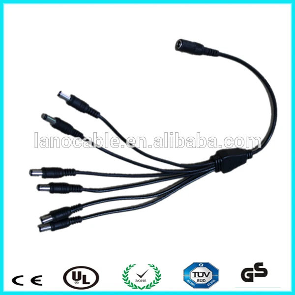 High quality1 female to 6 male DC power extension splitter cable for cctv camera