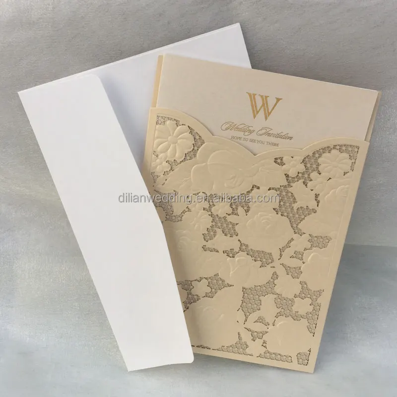 Light gold embossing rose nepali marriage invitation card