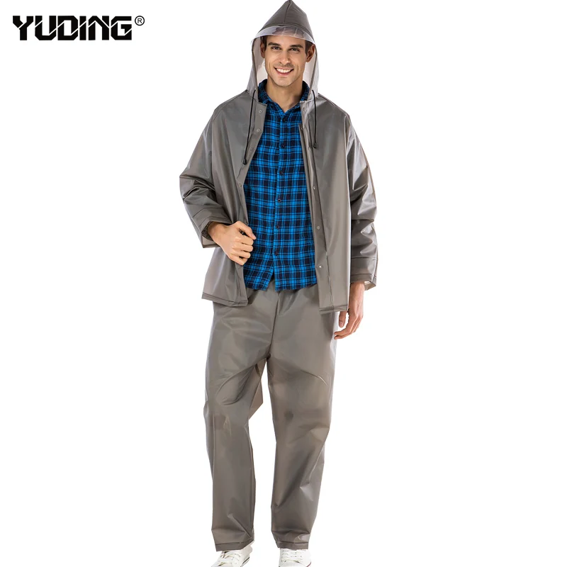 Pink Green Waterproof PVC EVA Rubber Sport Rainsuit with Trousers can be Customized