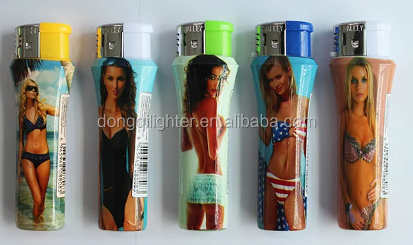 Hot selling: Plastic sexy girls pattern Cigarette Lighter,refillable electronic lighter