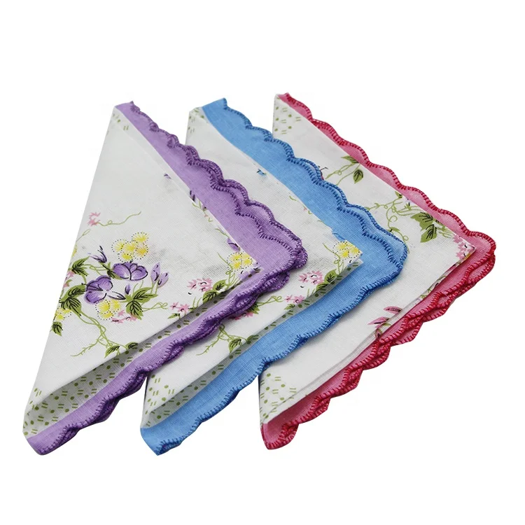 Custom Logo Printed Ladies Beautiful Cotton Handkerchief