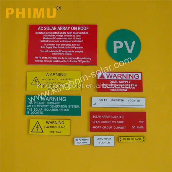 Australia ABS PV Labels/Solar Label kits
