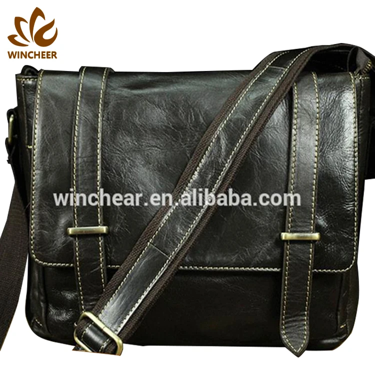 China manufacture black smooth mens messenger bag men satchel unique leather lawyer briefcase