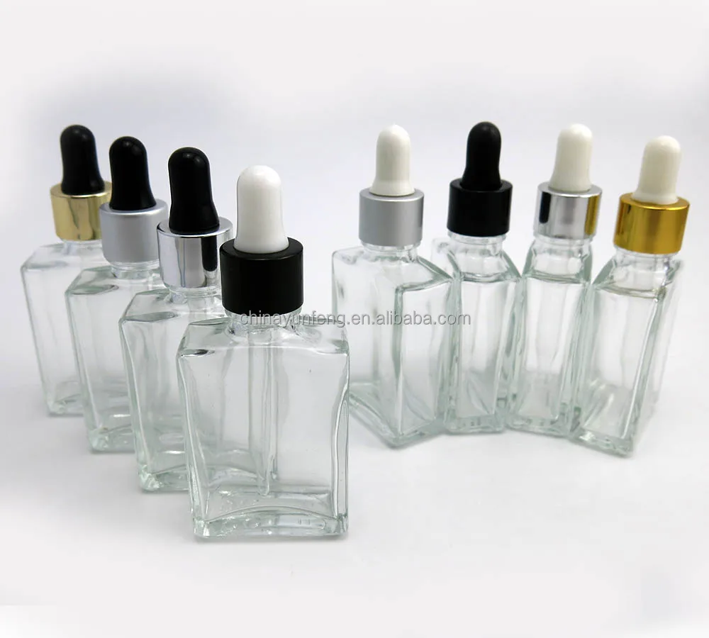 30ML clear square glass dropper bottle, 1 oz crystal essential oil dropper bottle with good quality