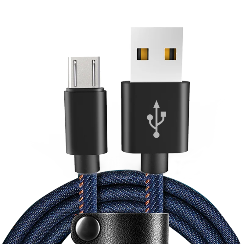 
High Quality XYZ link 1M/3FT Blue 2.4A Fast Charging Denim USB Cable for iPhone 