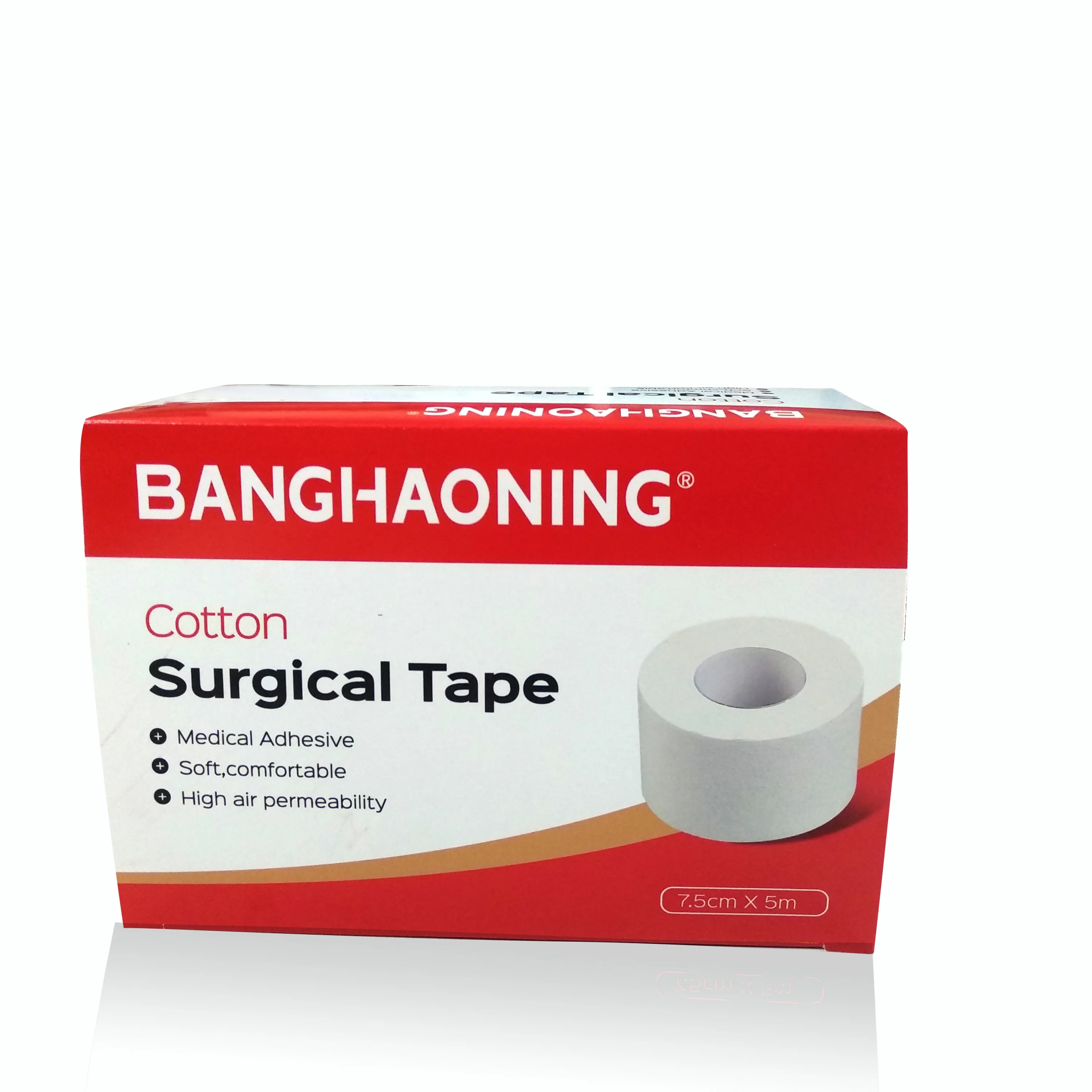 
7.5cmX5m Skin friendly adhesive and bi-directional easy tearing Medical Adhesive Cotton surgical tape 