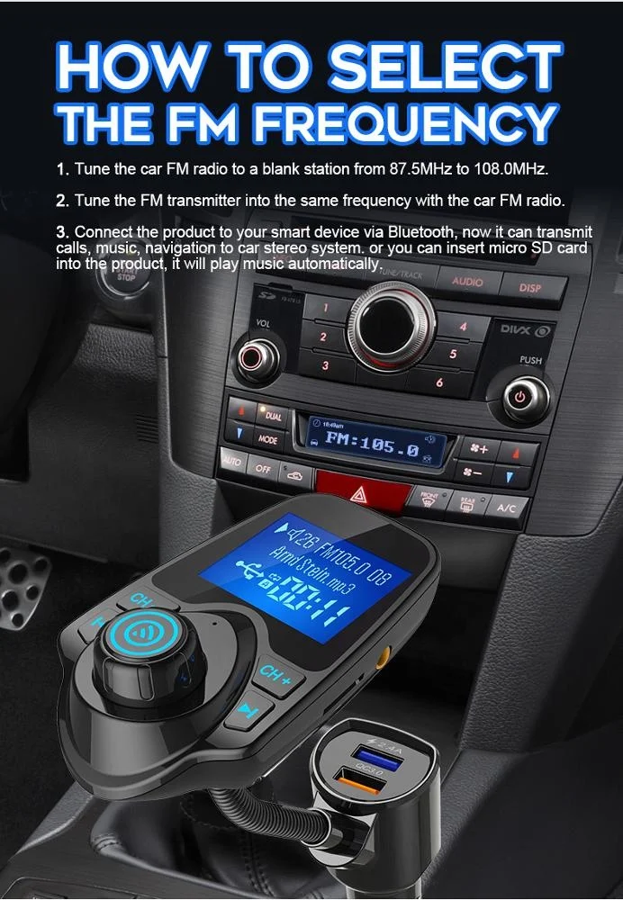  Автомобильный MP3-плеер AGETUNR T10Q V4.2 Bluetooth FM-передатчик стерео зарядное устройство QC3.0 ЖК-дисплей 1 44 дюйма Выход
