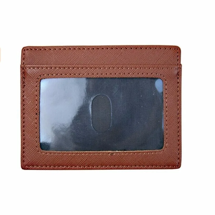 Мужской тонкий кошелек из натуральной кожи с RFID-блокировкой коричневого цвета