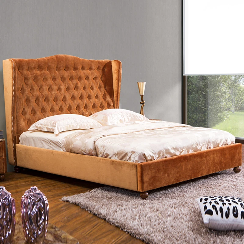 
European Style High Headboard Fabric Bed 