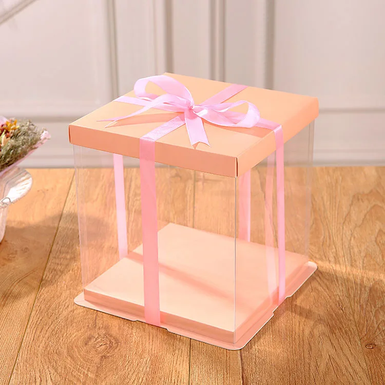 Hot sale pink PET custom cake box factory selling Alibaba China supplier PVC cake box