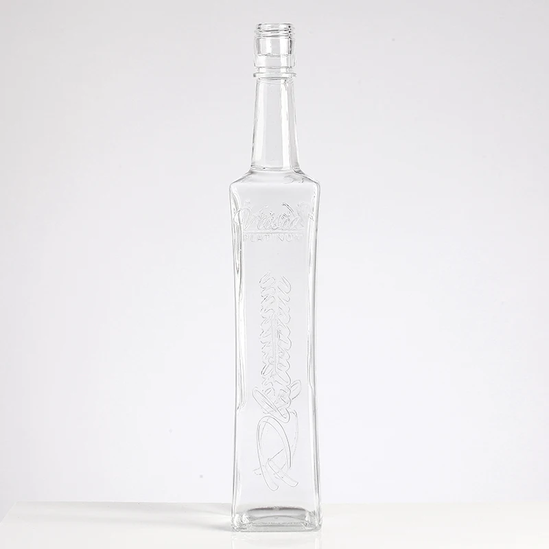 Long Neck Streamline Glass Water Bottle For Wine And Olive Oil Crystal Transparent Simple Smooth Thin Bottom glass water bottle