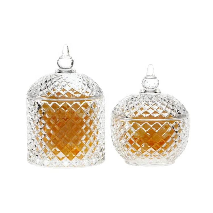2019 crystal glass candy storage jar with lid