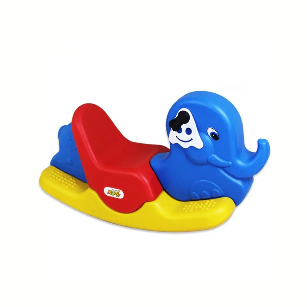 Tri-color children plastic rocking horse