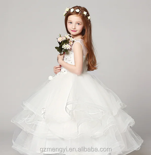 flower girl dress white lace christening dress With Beading 2017 alibaba hot sales