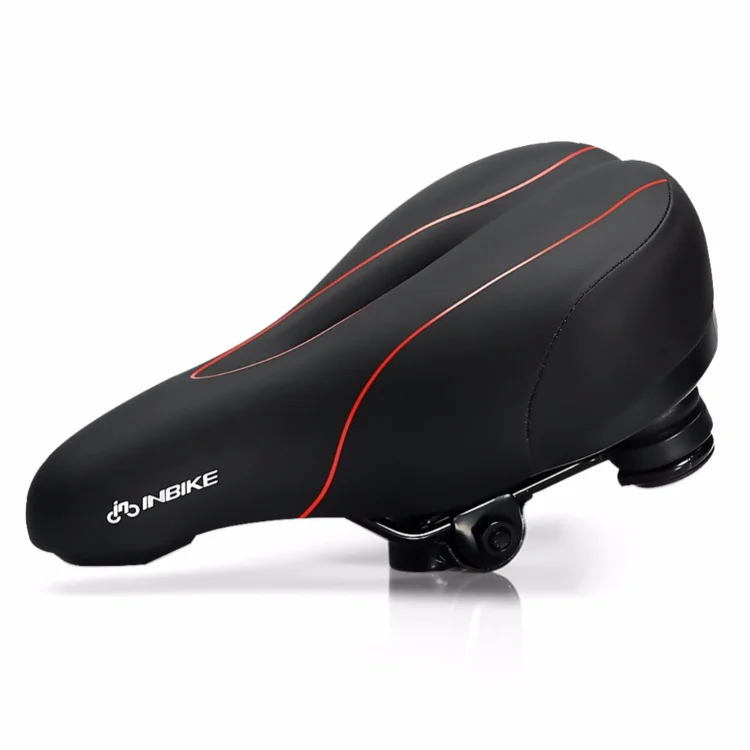 INBIKE Bike Accessories Custom Wide Gel Cycling Seat Leather Bicycle Saddle