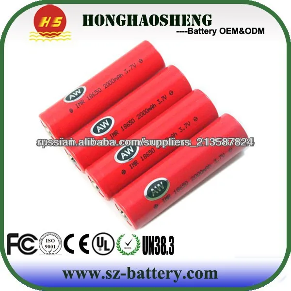 Перезаряжаемая li ion aw 18650 аккумулятора imr