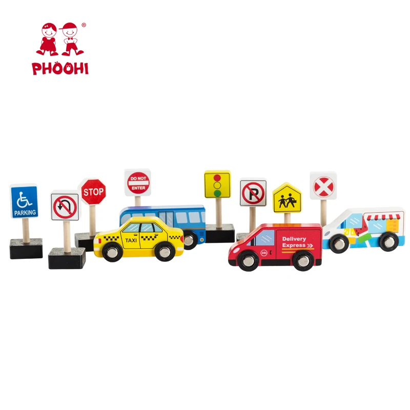 New Arrival Wholesale Children Educational Traffic Sign Small Wooden Car Toy For Kids