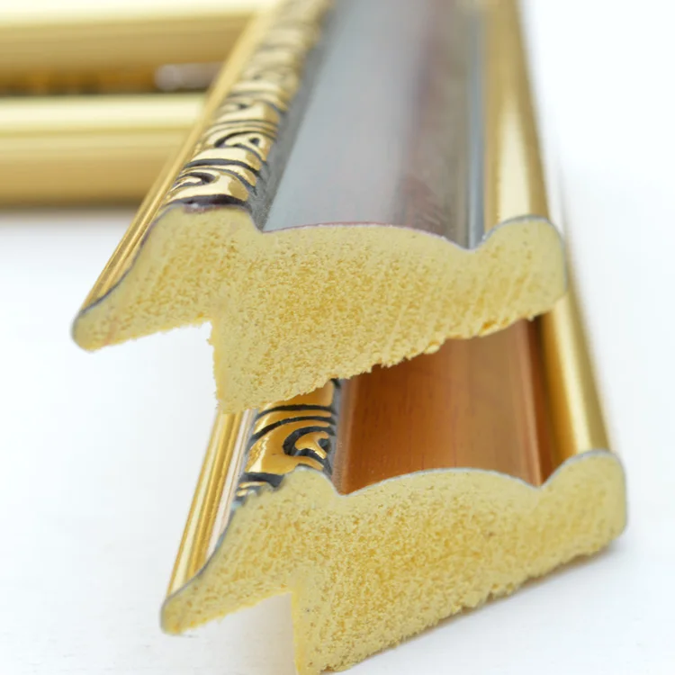 1.5 inch wide small ps moulding plastic gold picture photo frame moulding
