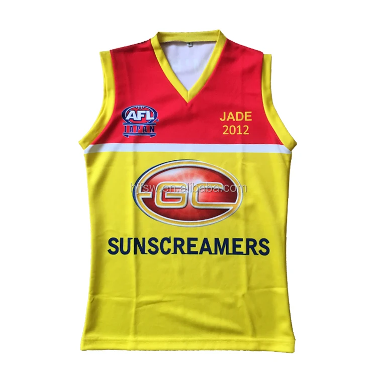 
new design custom sublimation AFL league jersey yellow colour 