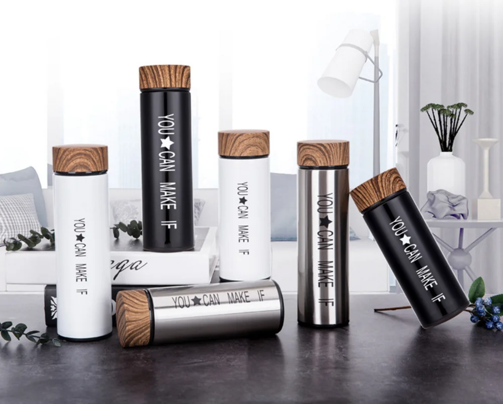 12oz Bamboo Tea Tumbler Original Bamboo Tumbler with Tea Infuser Vacuum Insulated Stainless Steel Thermos with Filter