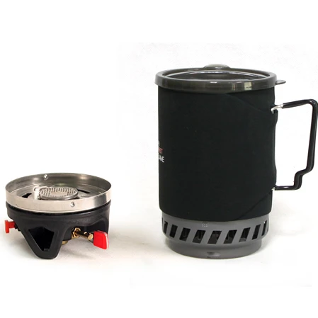 outdoor camping aluminum pot with mini gas stove