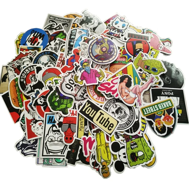 
Custom Durable Die Cut Vinyl Removable Skateboard Band Laptop Bomb Decal Stickers 