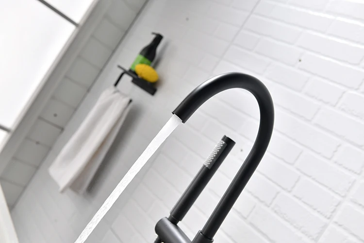 Douche Single Handle Classic Polished Ceramic Free Standing Tub Faucet Floor Bathtub Faucet Set