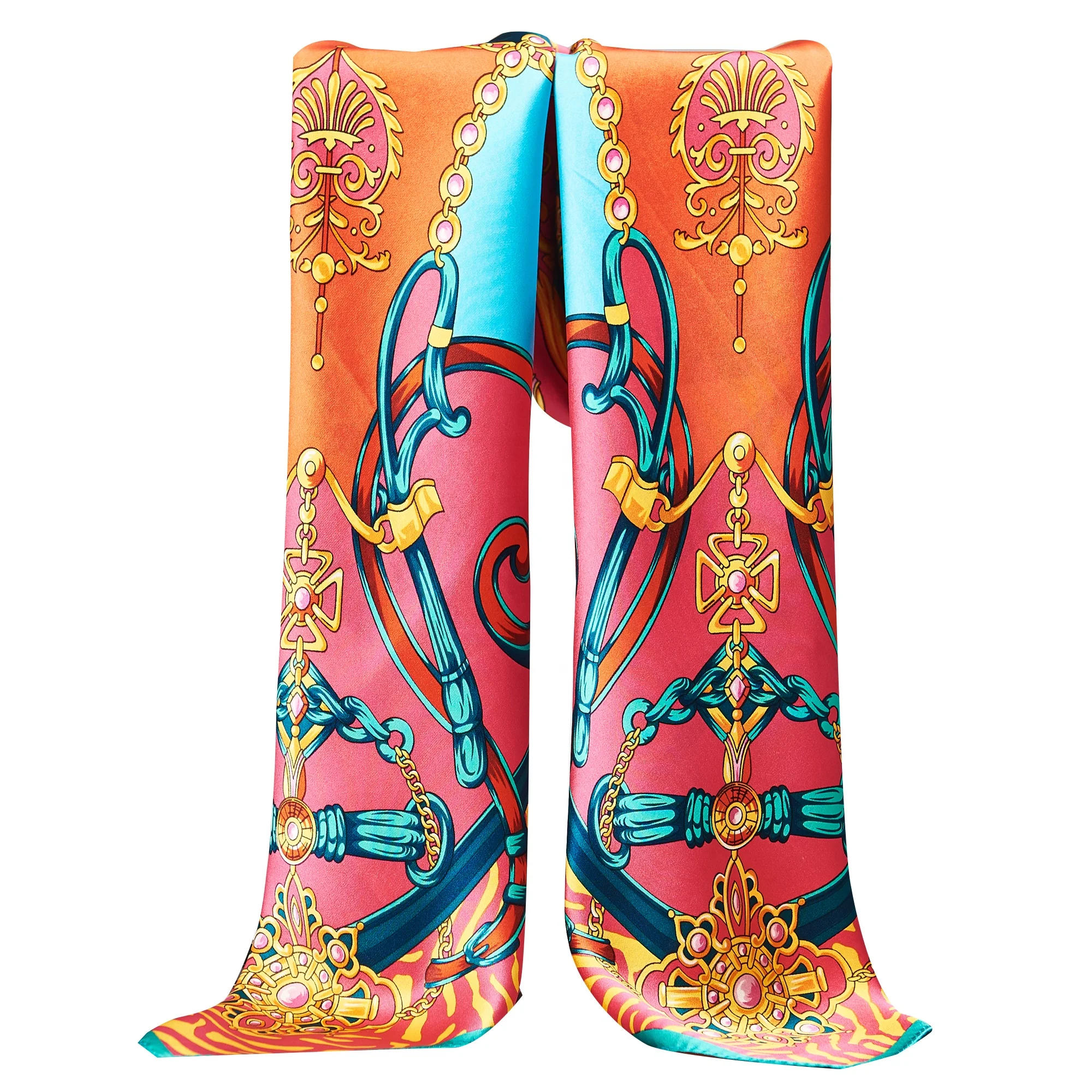 Factory Custom Digital Print Square Hijab Lady Pure Silk Scarves