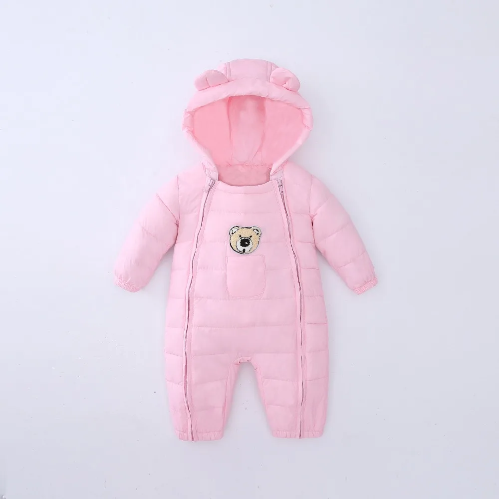 Warm winter children clothes kids padded romper baby hooded romper