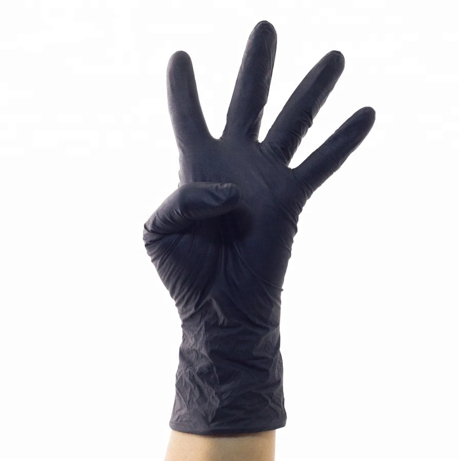 Manufacturer Powder Free Flexible Waterproof Black Disposable Mechanical Nitrile Gloves