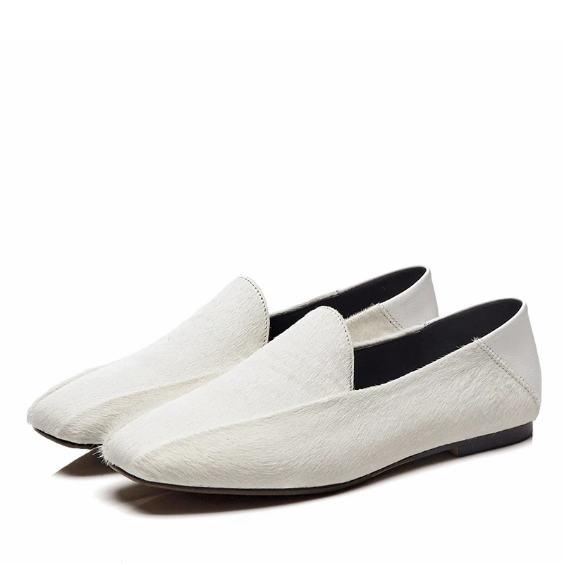 WETKISS Custom 2019 Horse Hair Driving Shoes Speckle Flat Loafers Slip On Women Flats Shoes Office Ladies Flat Loafers Shoes OEM