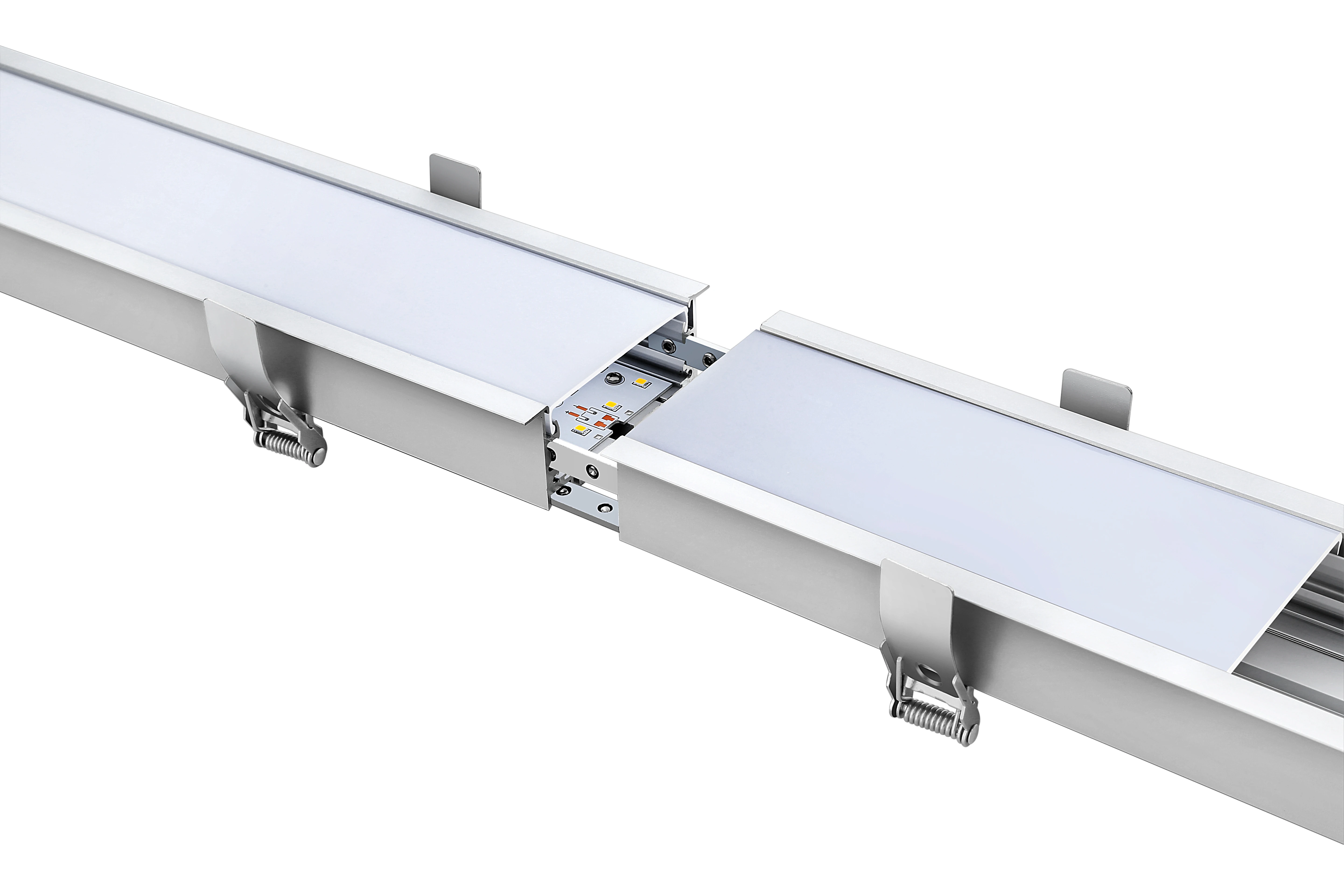 8ft 2400mm 80W LED Linear Line Light Seamless and Linkable Ceiling Mounted Recessed for Office with IP44 Rated Aluminum Alloy